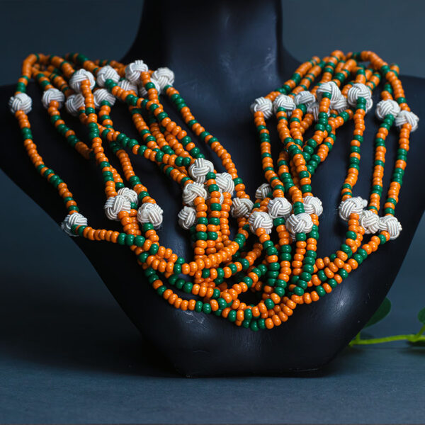 Glass Seed Beaded Necklace with Big Thread Beads - Image 3